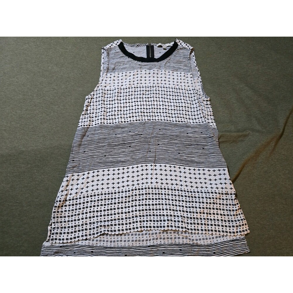 Madewell Women's XS Refined Mixed Print Monochrome Sleevless Blouse Hashtags